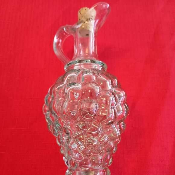 Vintage Glass Grape Cluster Oil/Vinegar Cruet, Light Green Clear Glass - Picture 3 of 6